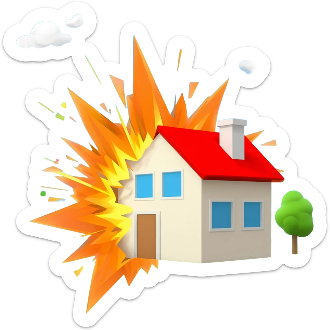 house explode with stuff sticker