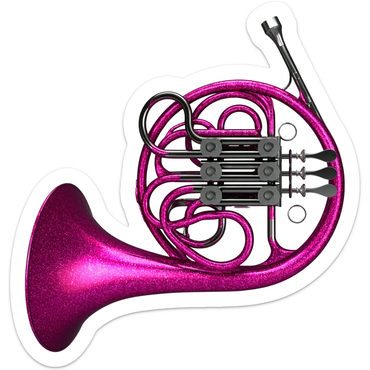 French horn with glitter and pink sticker