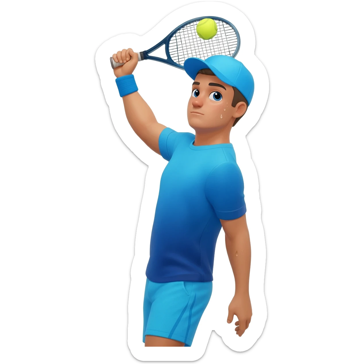 Male playing padel with blue hat and sweatband sticker