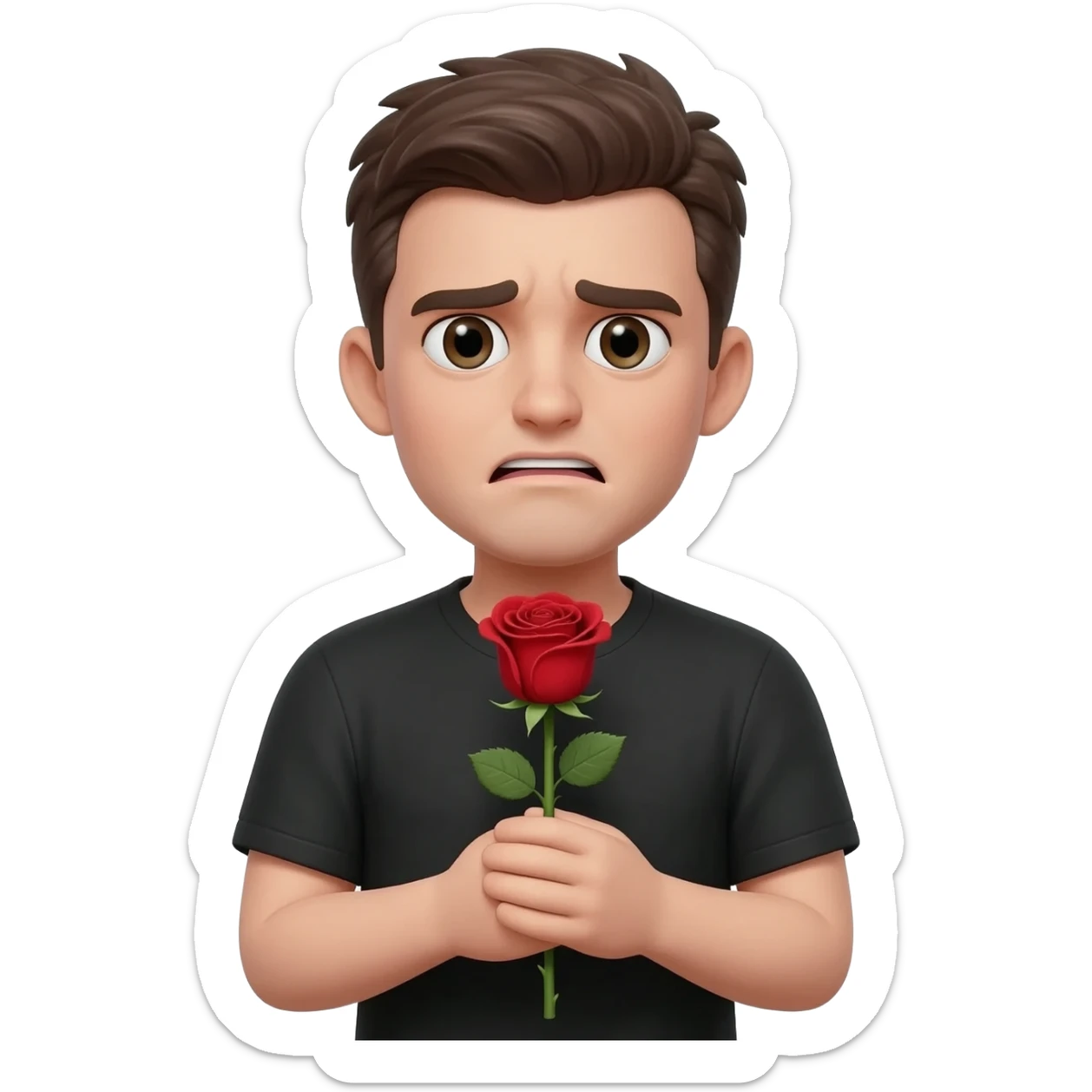 Rose held in shaking hands sticker