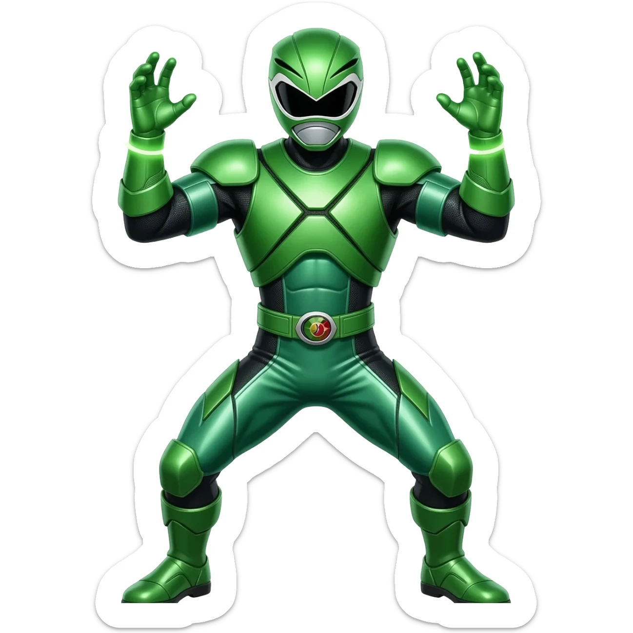 Angry green might morphing power ranger Throwing hands in the air upset/ mad sticker