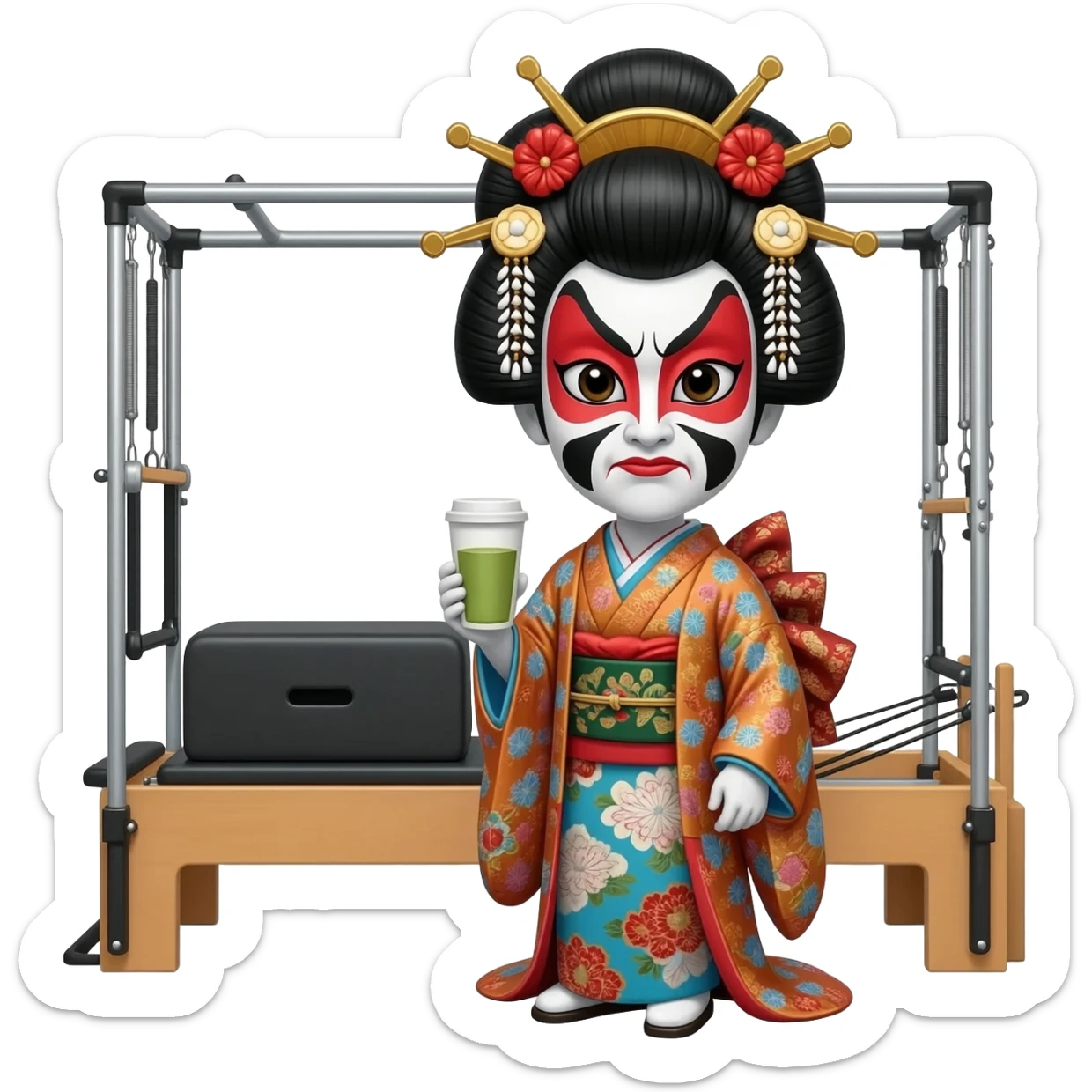Kabuki made a point matcha coffee is in a reformer furry labubu machine Pilates ritm sticker
