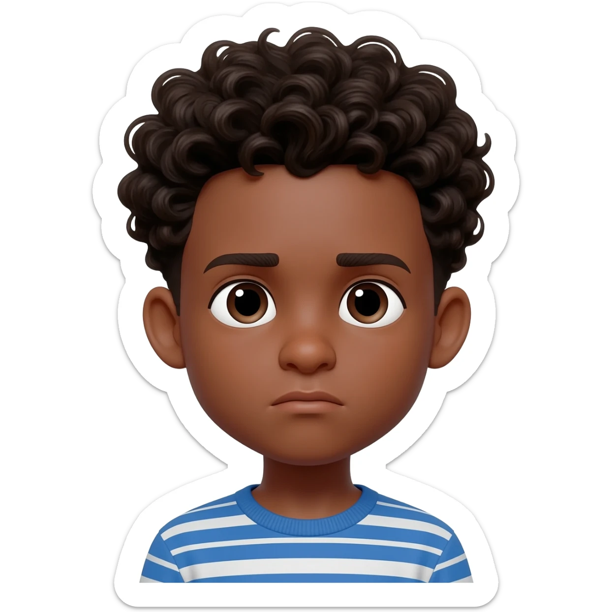 confused puzzled  questioning black boy curly hair sticker
