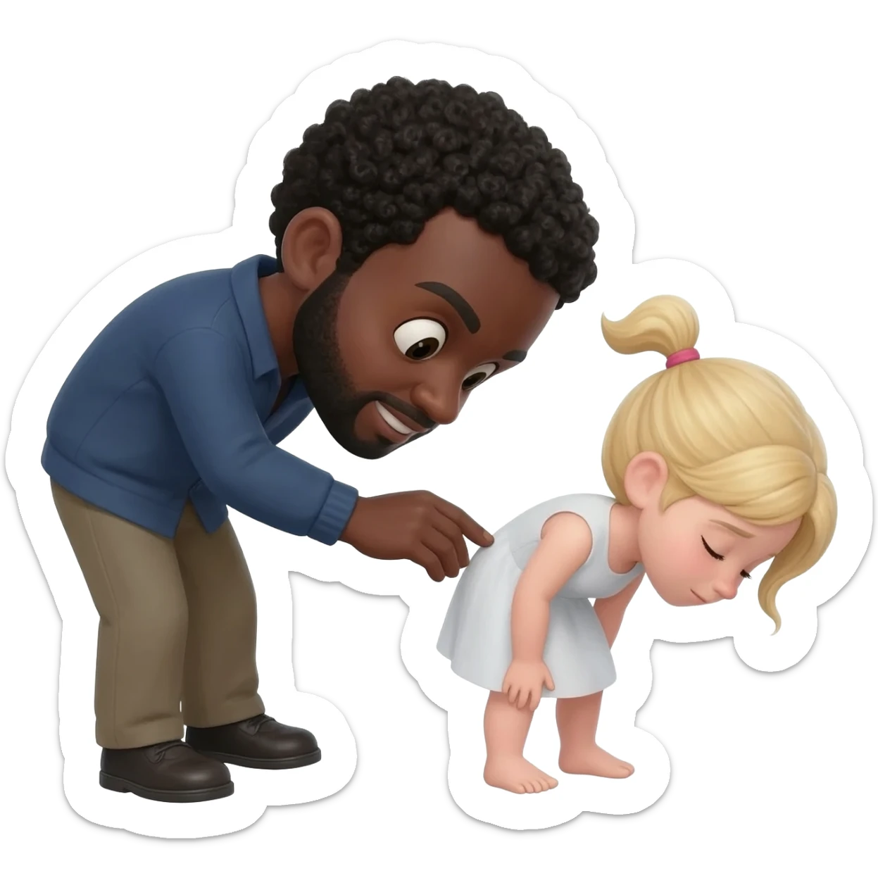 Black man bending over and spanking white girl in pigtails sticker