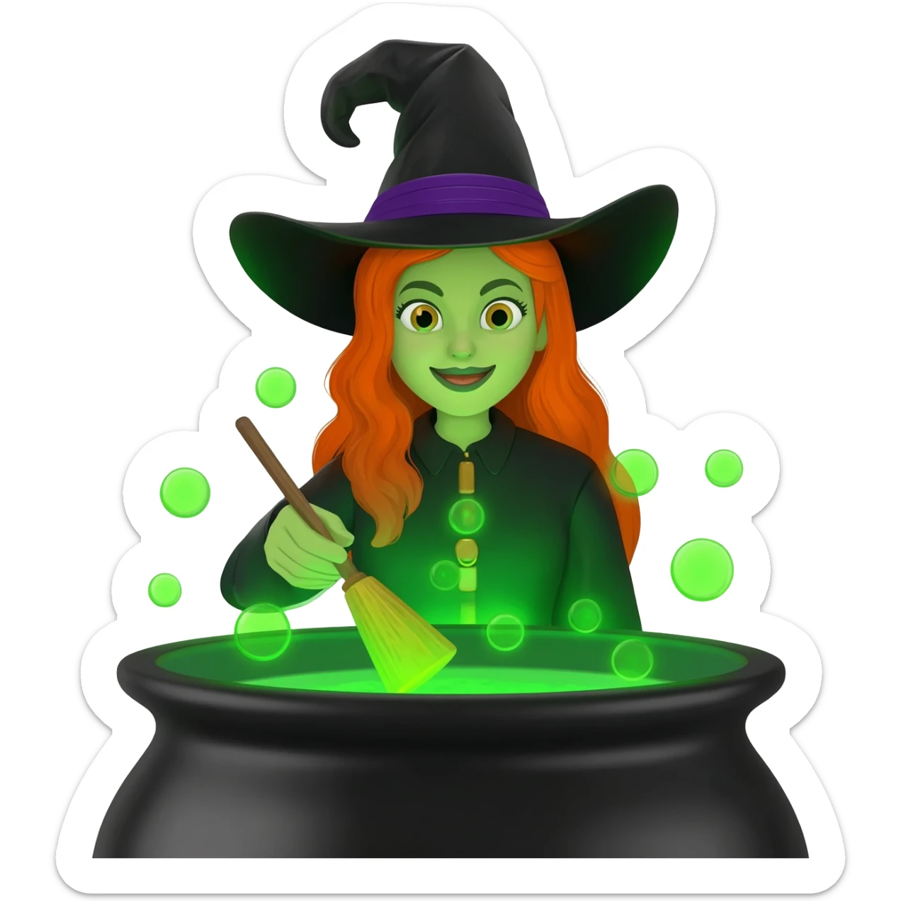 green witch cooking potion sticker