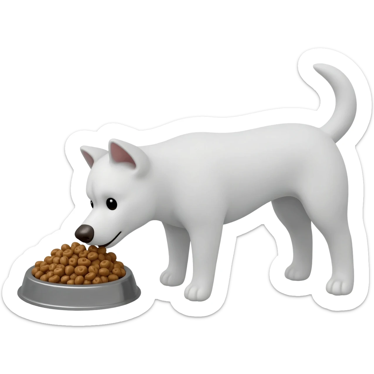 the white dog doesn't want to eat its food sticker