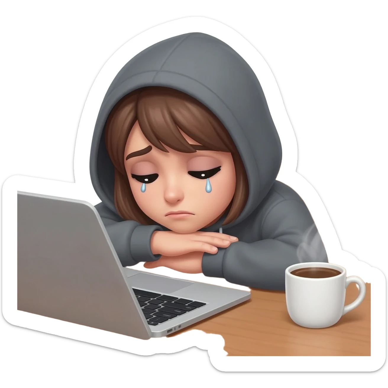 tired of work, the girl at the table sticker