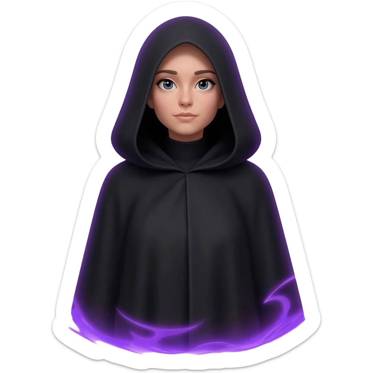 Black cloak with purple aura and boundaries female full body sticker