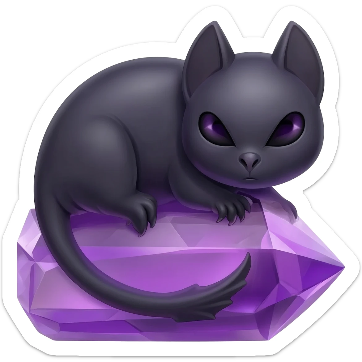 Bat curled around a purple crystal realistic cool looking make the bat look cool but realistic sticker