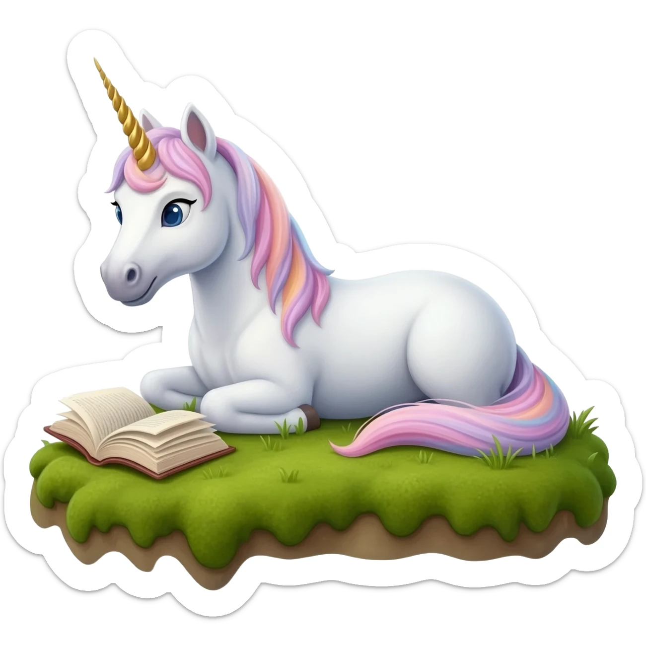 unicorn layinf down learning sticker