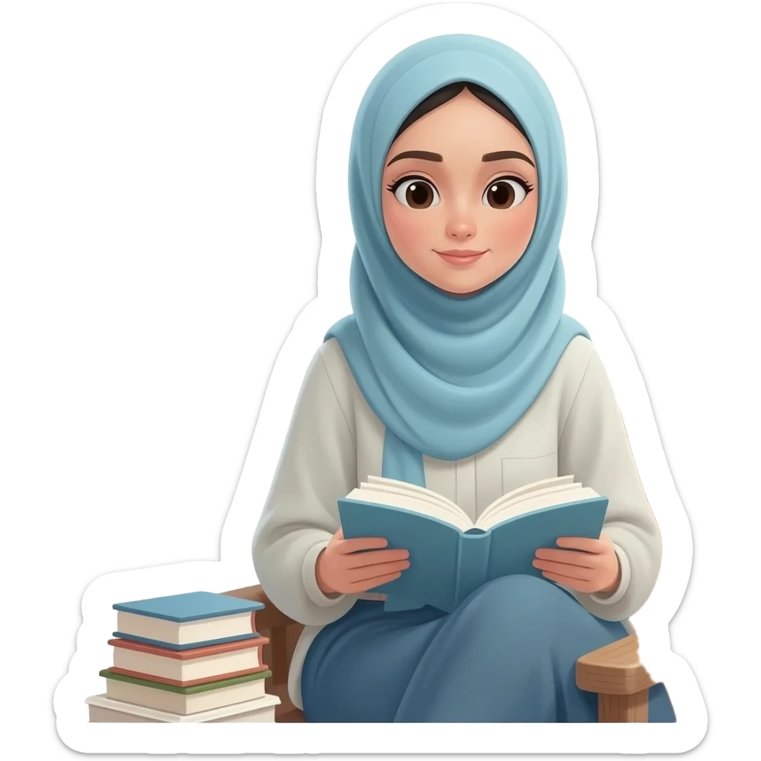 hijab girl reading books sticker