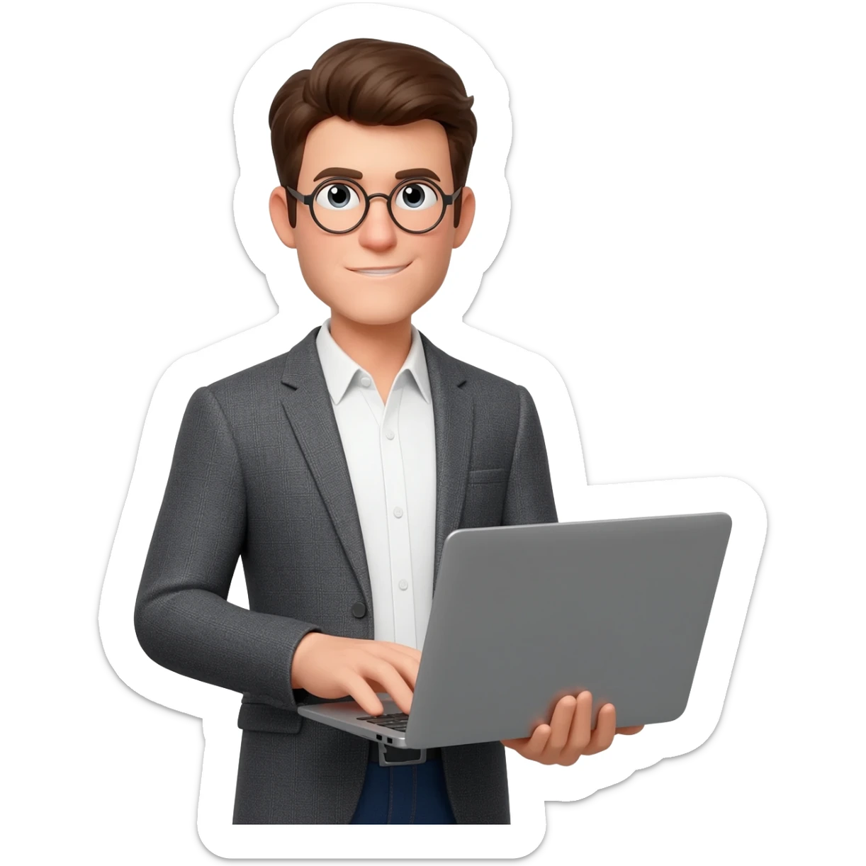 rich nerd with glasses sticker