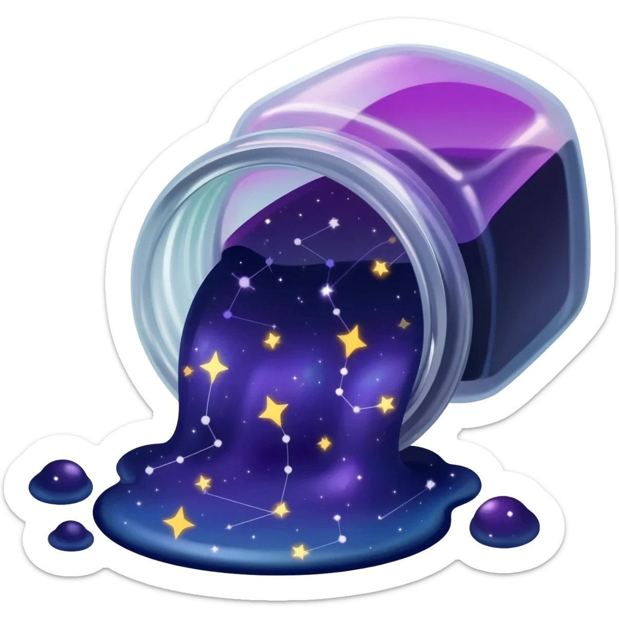 8. giant magical ink bottle spilling living constellations sticker