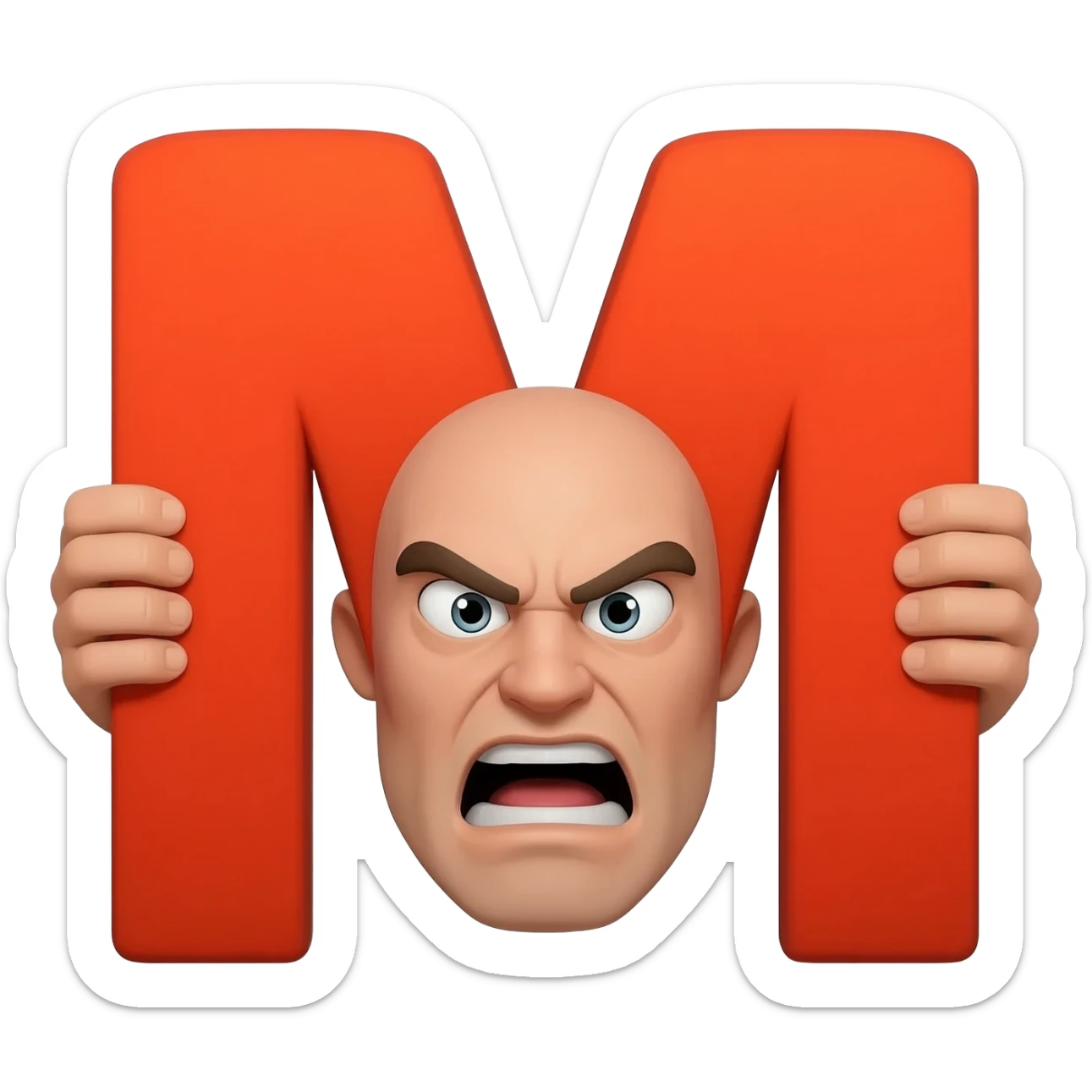 Mega mind head with 2 hands making m's sticker