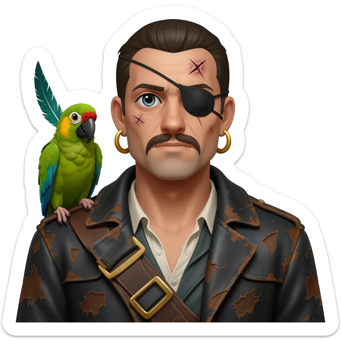 pirate and parrot sticker