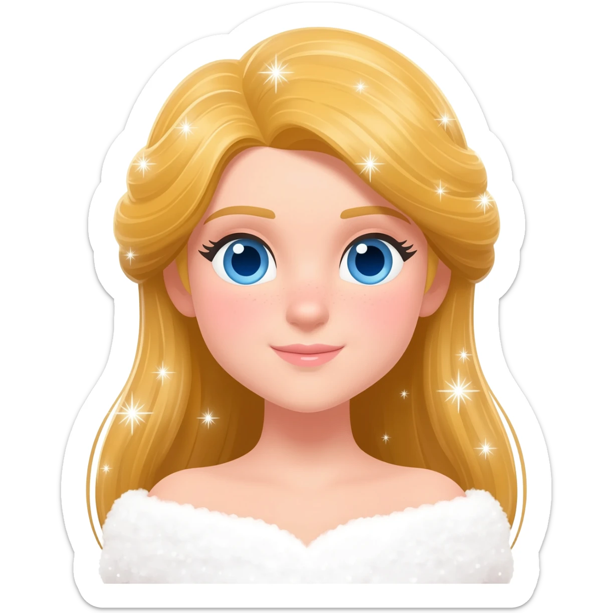 princess with blue eyes and vibe sparkles around her sticker