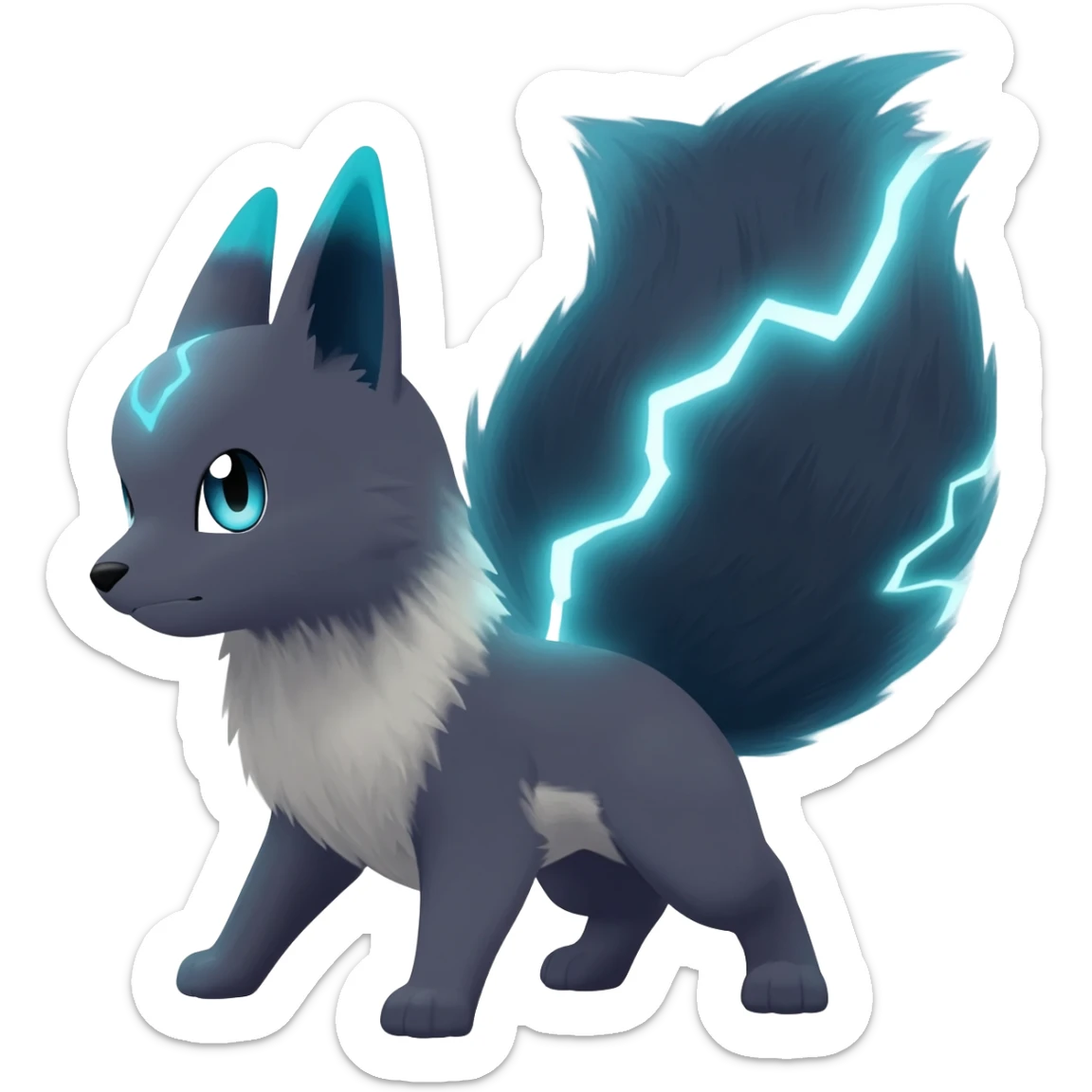 Elemental furry Dark-type-Electric-type natural Pokémon-Fakémon-creature sticker