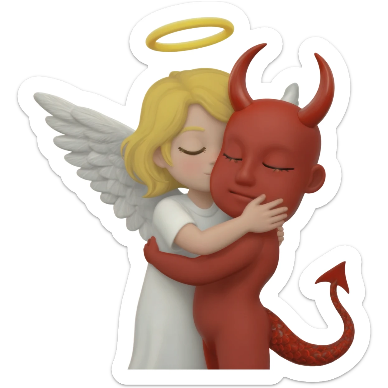 Angel abrazando a un diablo sticker