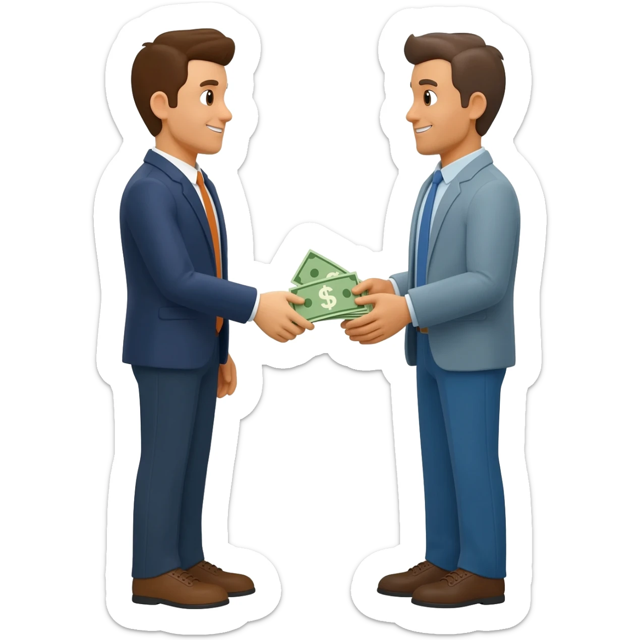 Intercambio de dinero entre dos hombres uno es un hombre de sticker