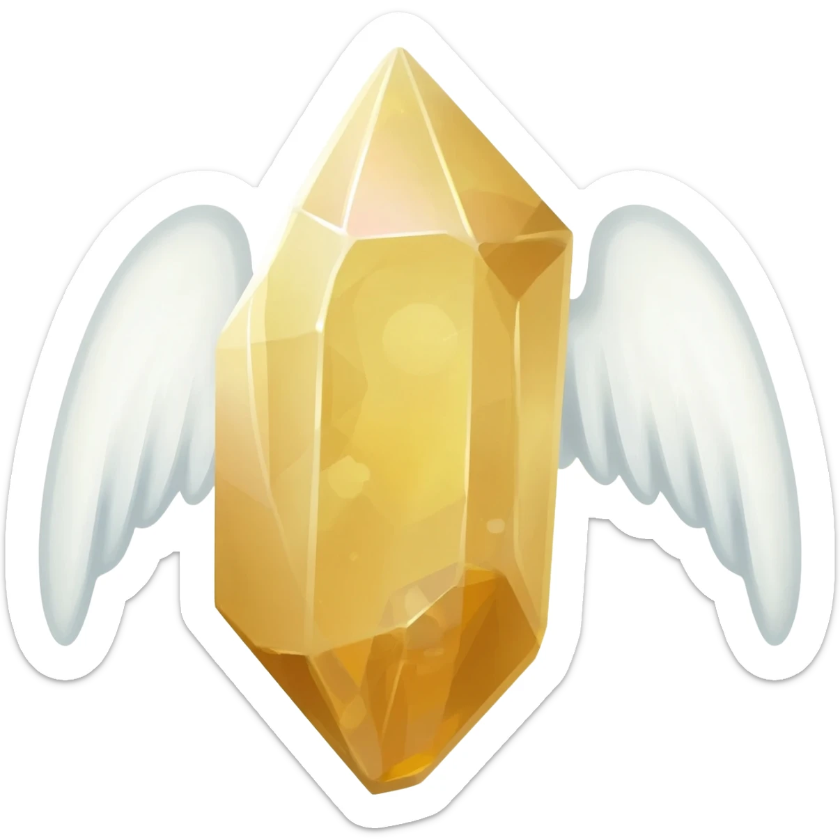 raw golden crystal with angel wing sticker