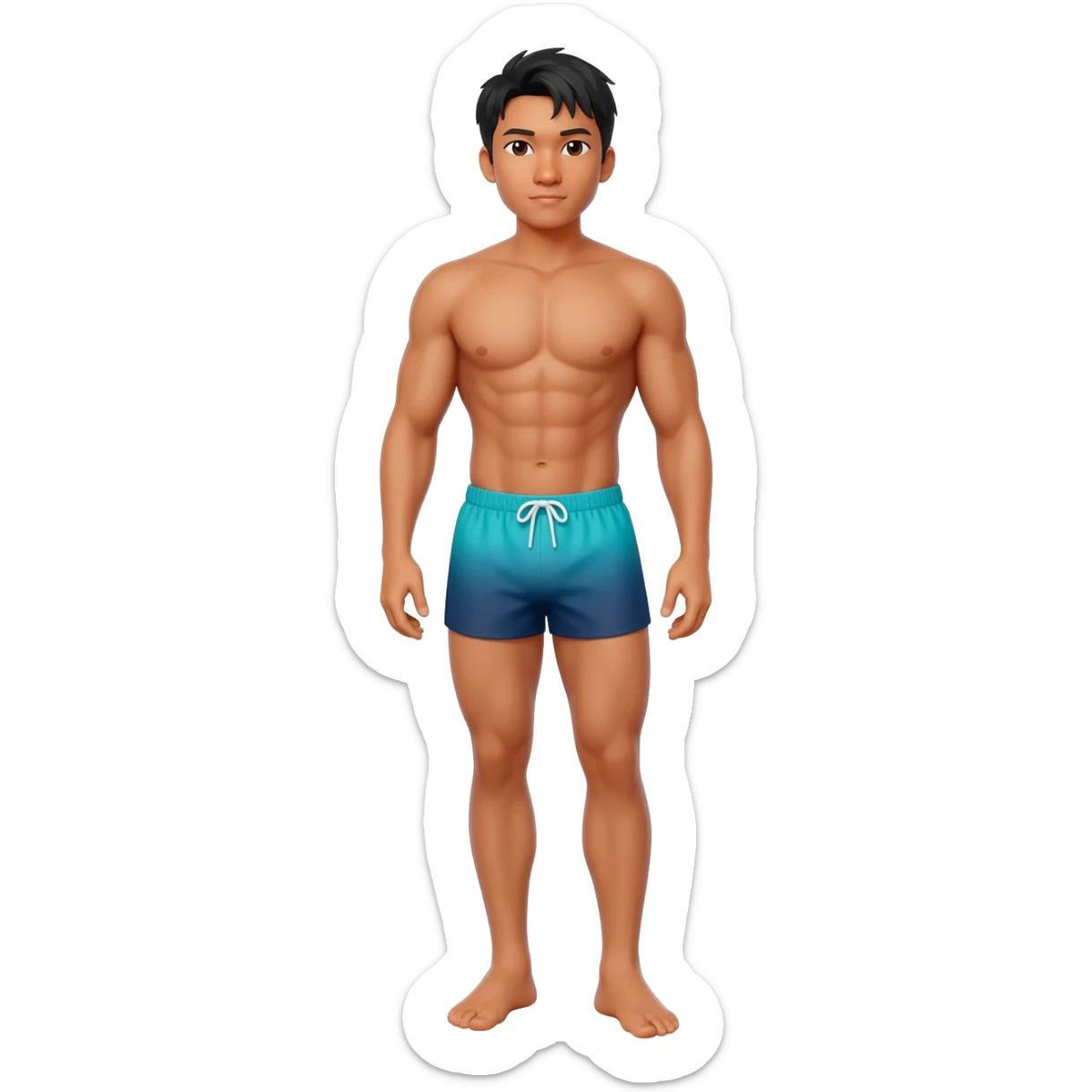 Filipino Masculine man with feet wear swim shorts muscle slim sticker