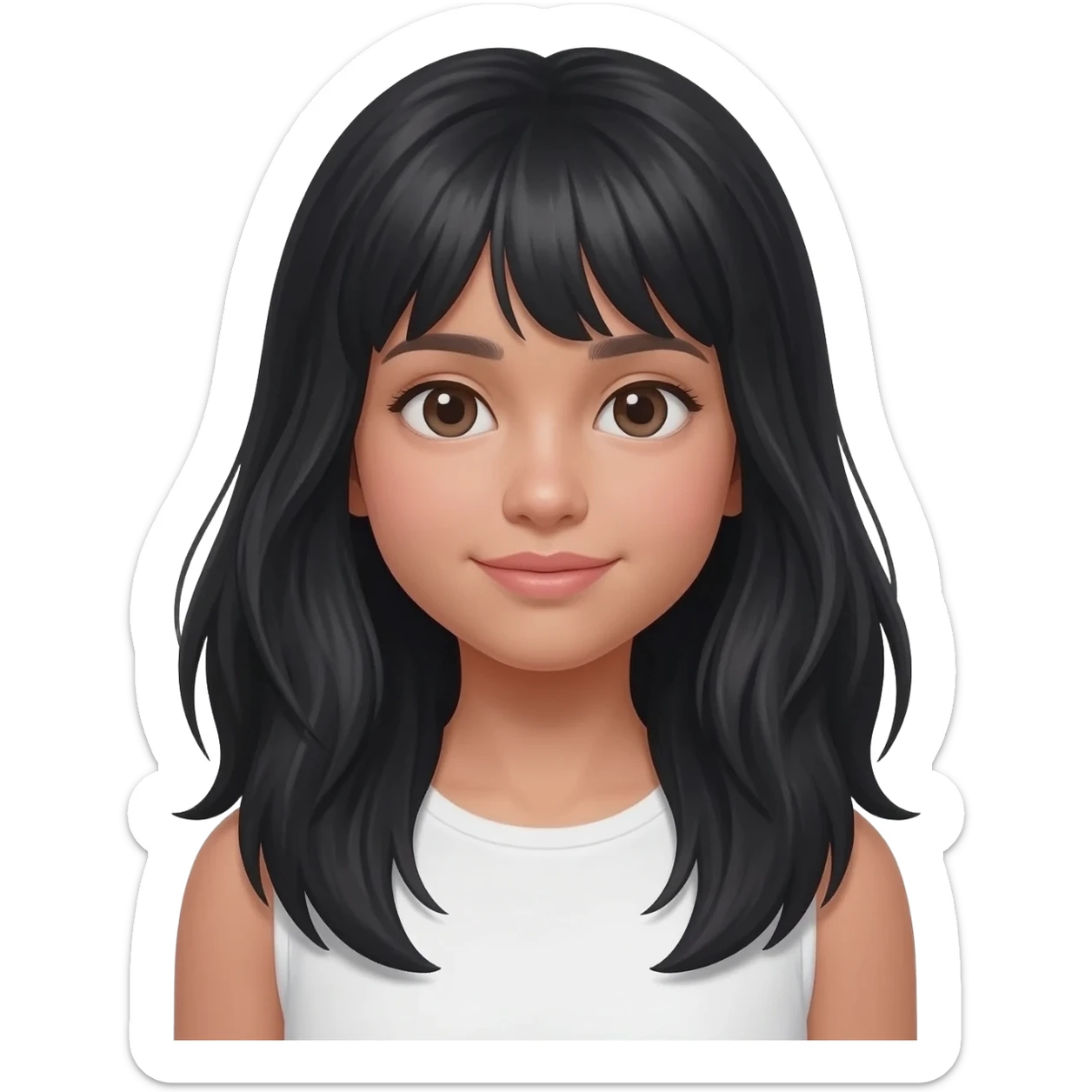 girl with black long hairs sticker