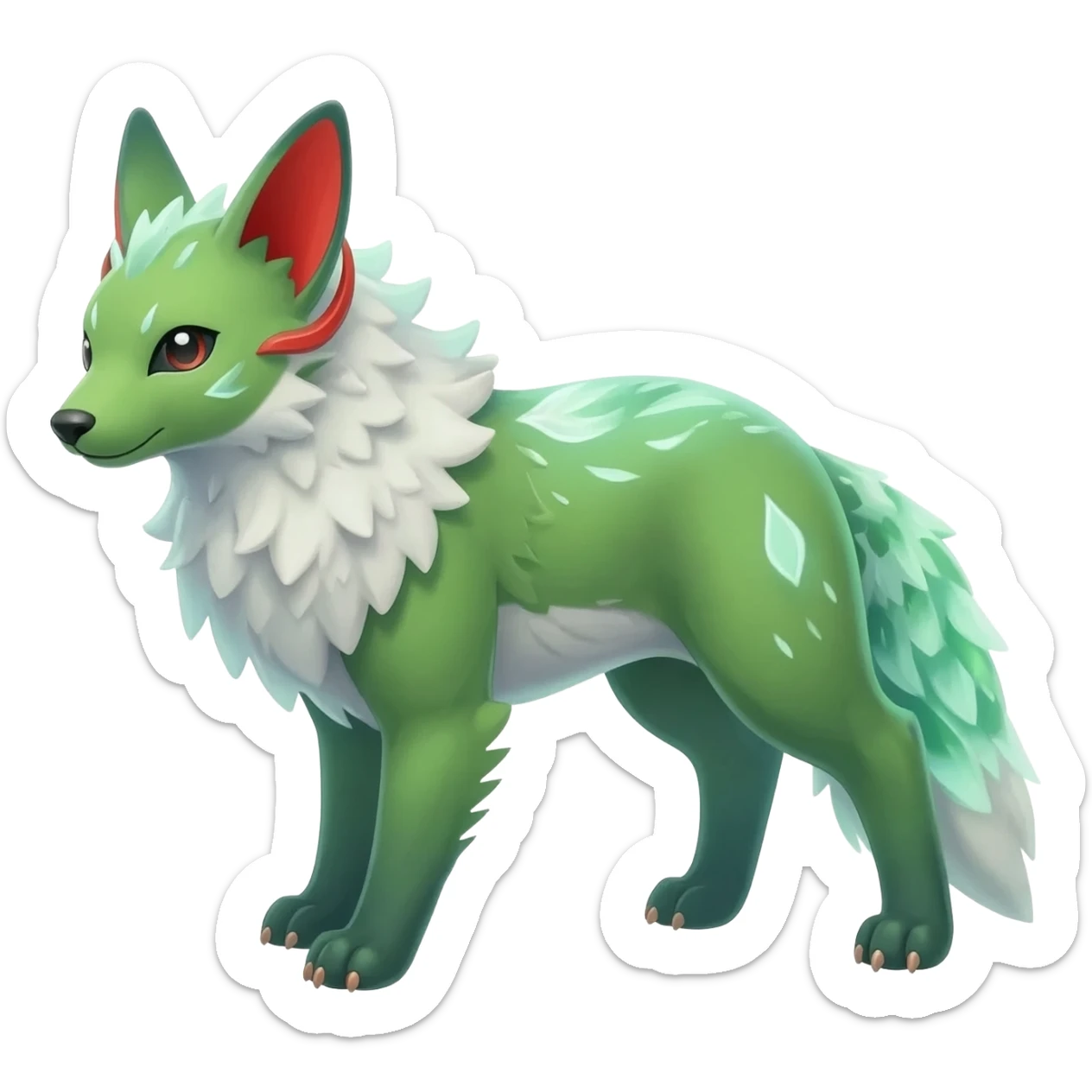 Kawaii Cute Edgy Green Red White ethereal Fionbri-Vernid-Trico-animal-creature full body sticker