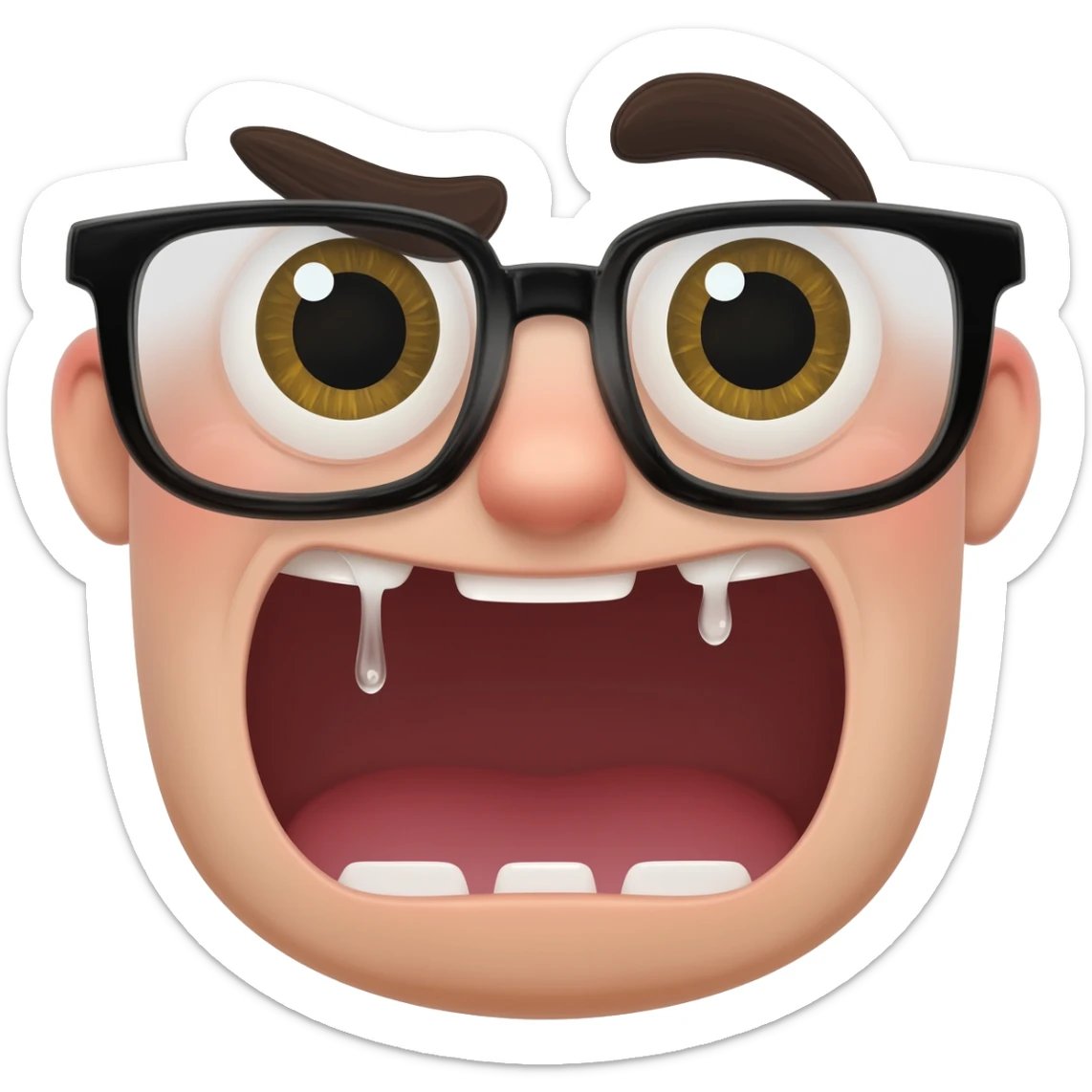 nerd emojo but the mouth is most of the face, and he is drooling sticker