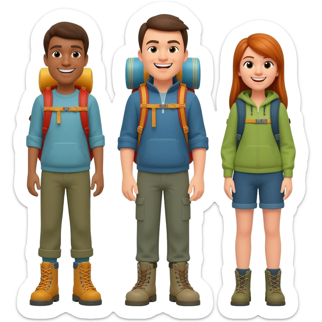 three startup team members wearing hiking boots and rucksacks sticker