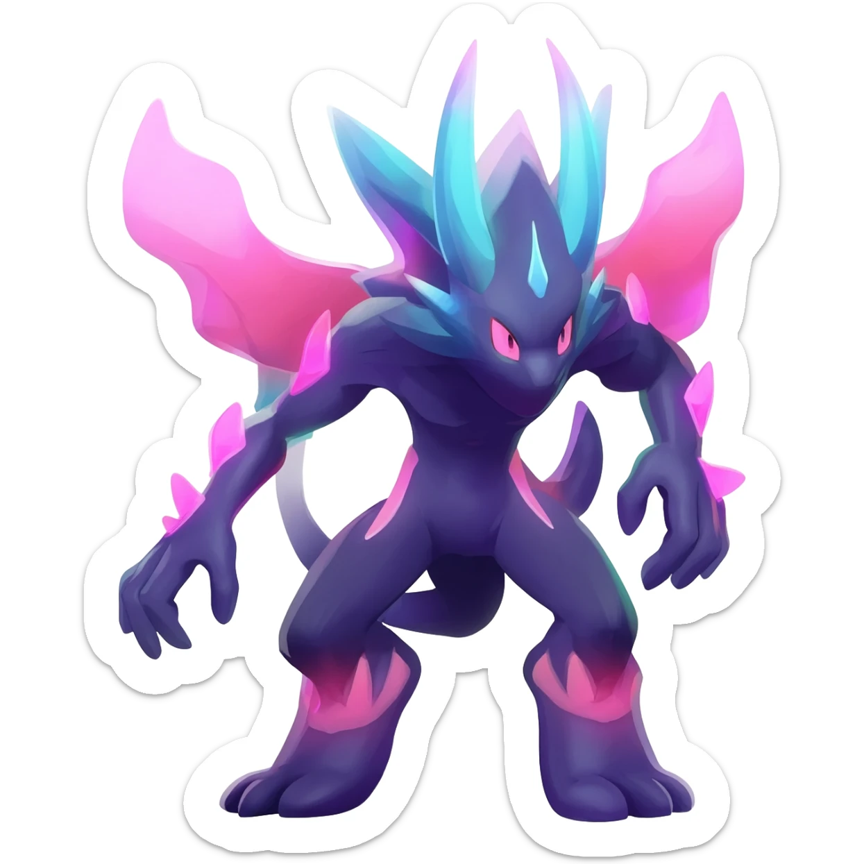 Epic divine Dark vibrant pastel bright neon colorful edgy exotic painted Fakémon-Pokémon-Vernid-Eeveelution-creature sticker