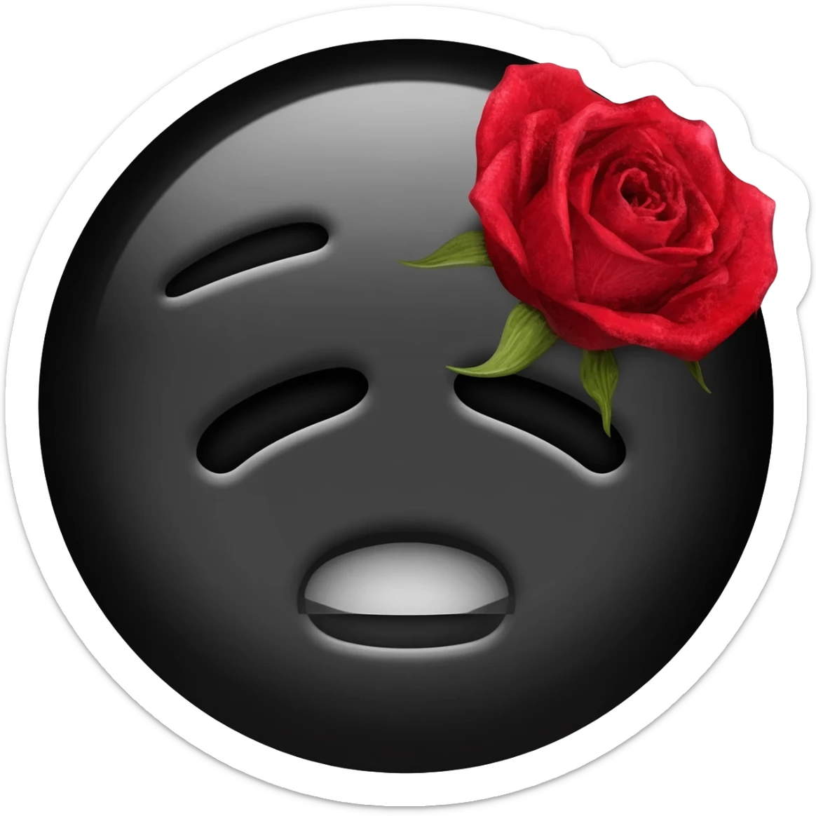 emo emoji, black and red rose, wilted, no background sticker