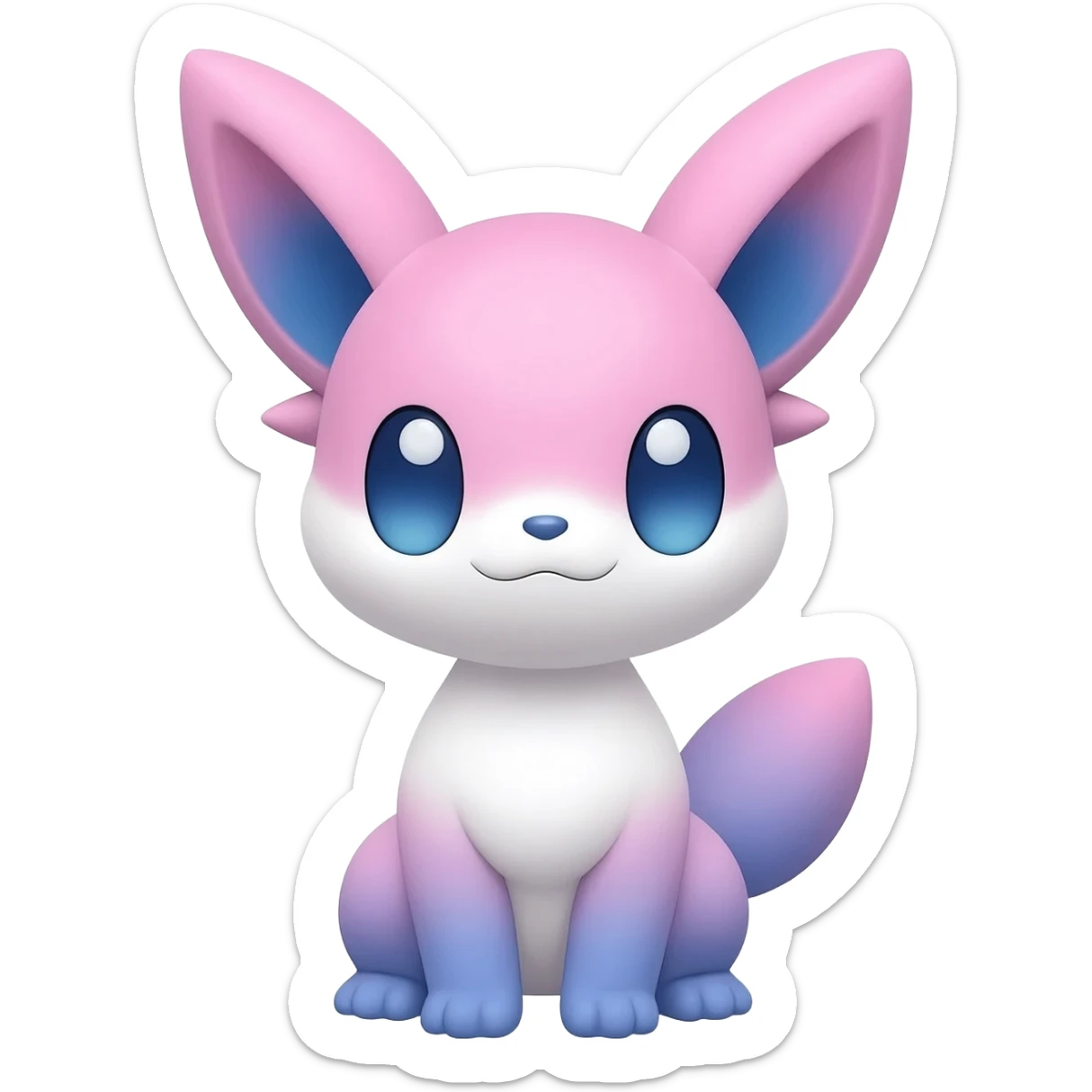 Cute cool kawaii pink-white-blue-gradient fakemon-digimon-Trico-vernid-creature sticker