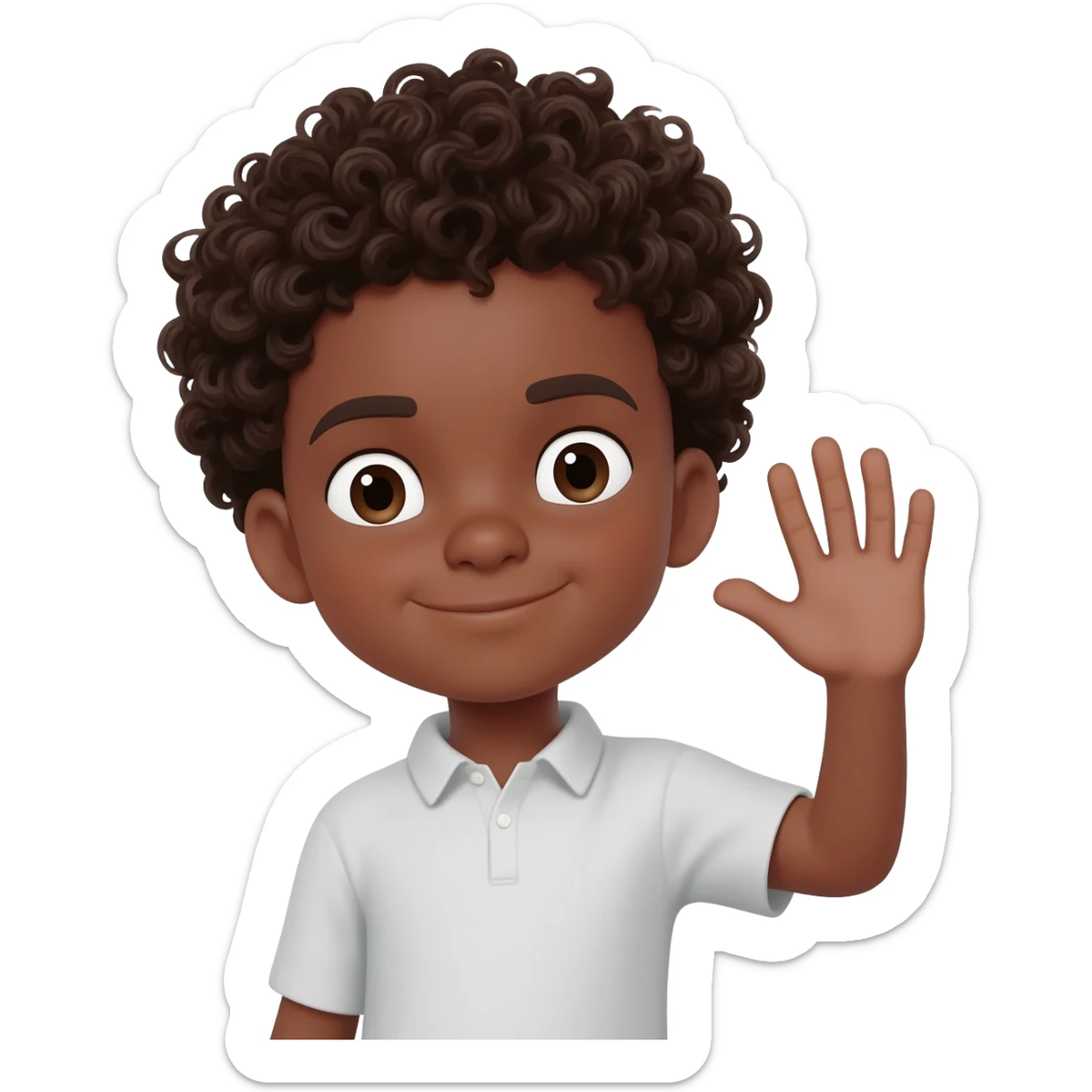 sad black boy waving curly hair sticker