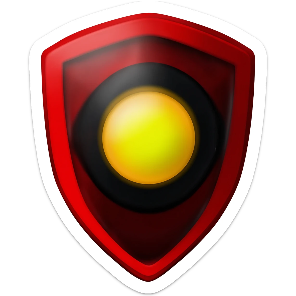 Captain America style shield, replace star with a yellow circle and the outer colour scheme to red and black sticker