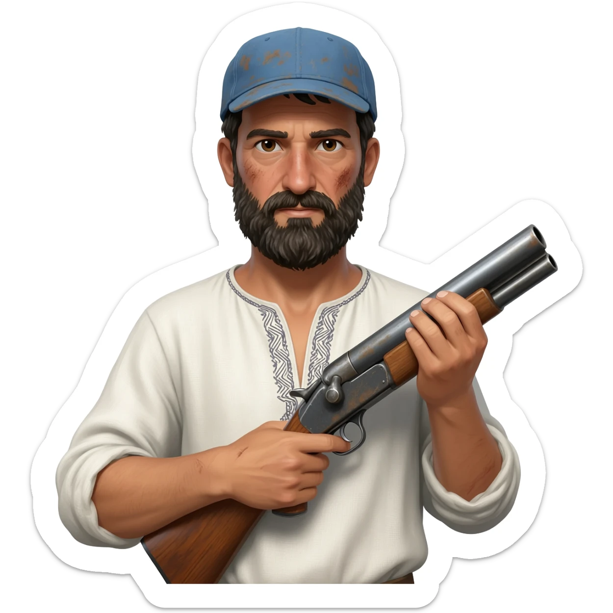 Greek fisherman with a shotgun sticker