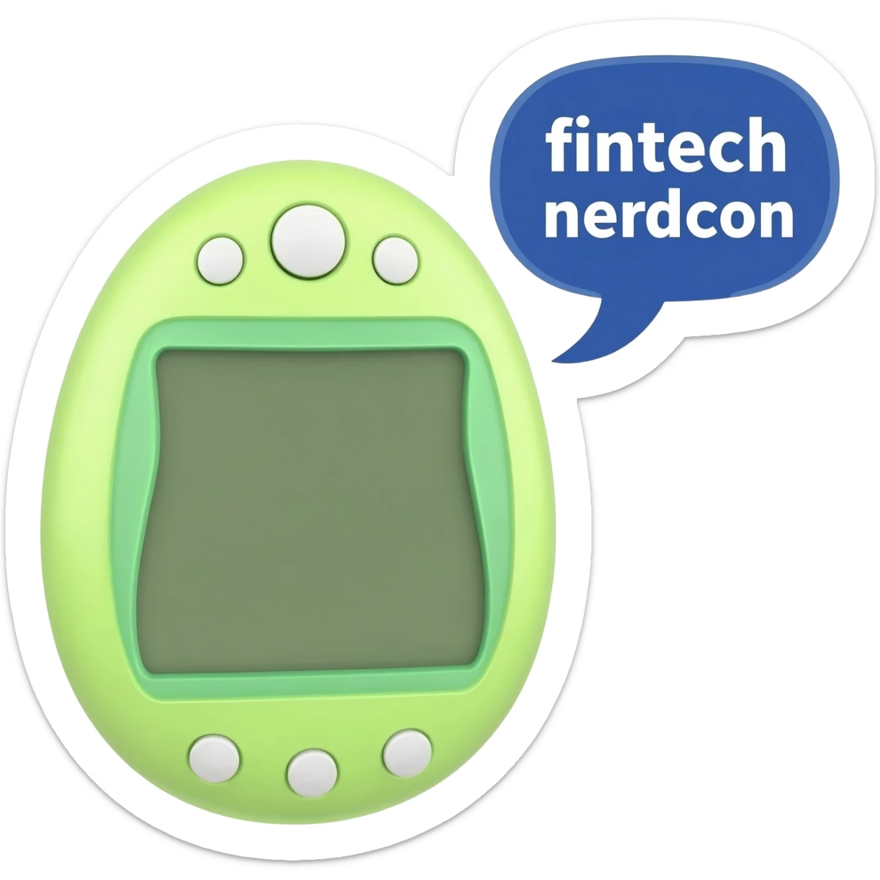 please create me a tamagotchi that syas fintech nerdcon sticker