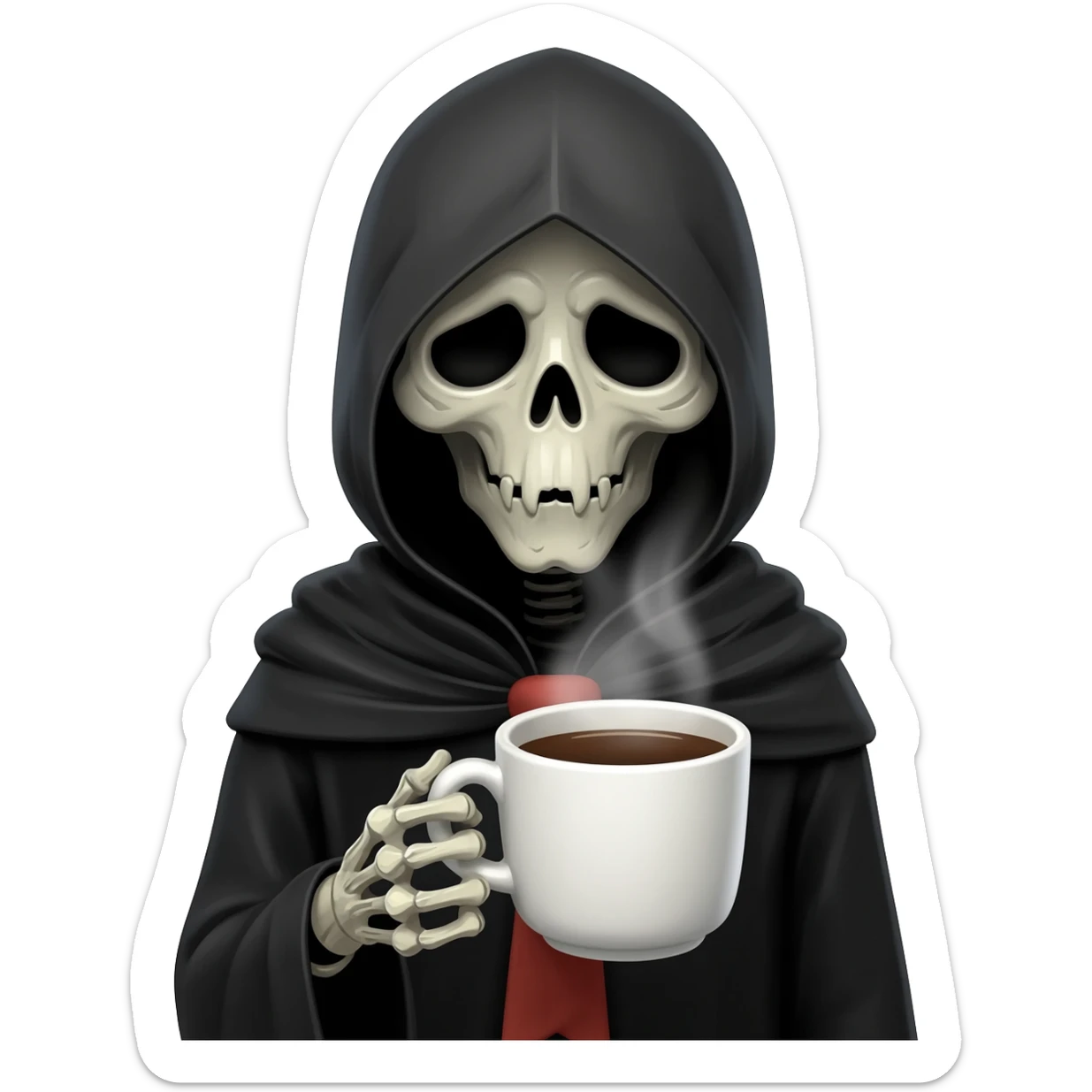 grim reaper holding coffee sticker