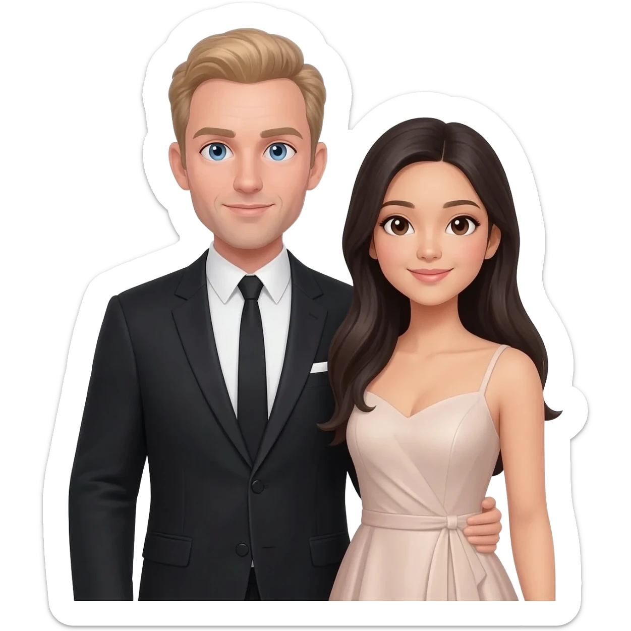 Both dressed nice White Caucasian no hair his girlfriend from Asian sticker