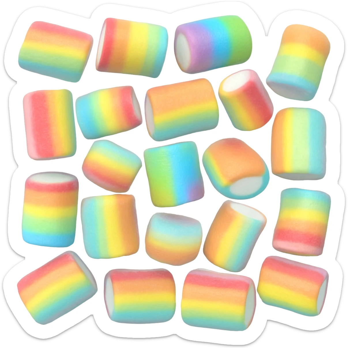Fifty Little Colorful Ranbow Marshmallows  Friends!! So Super Cute!! 6767676767!! sticker