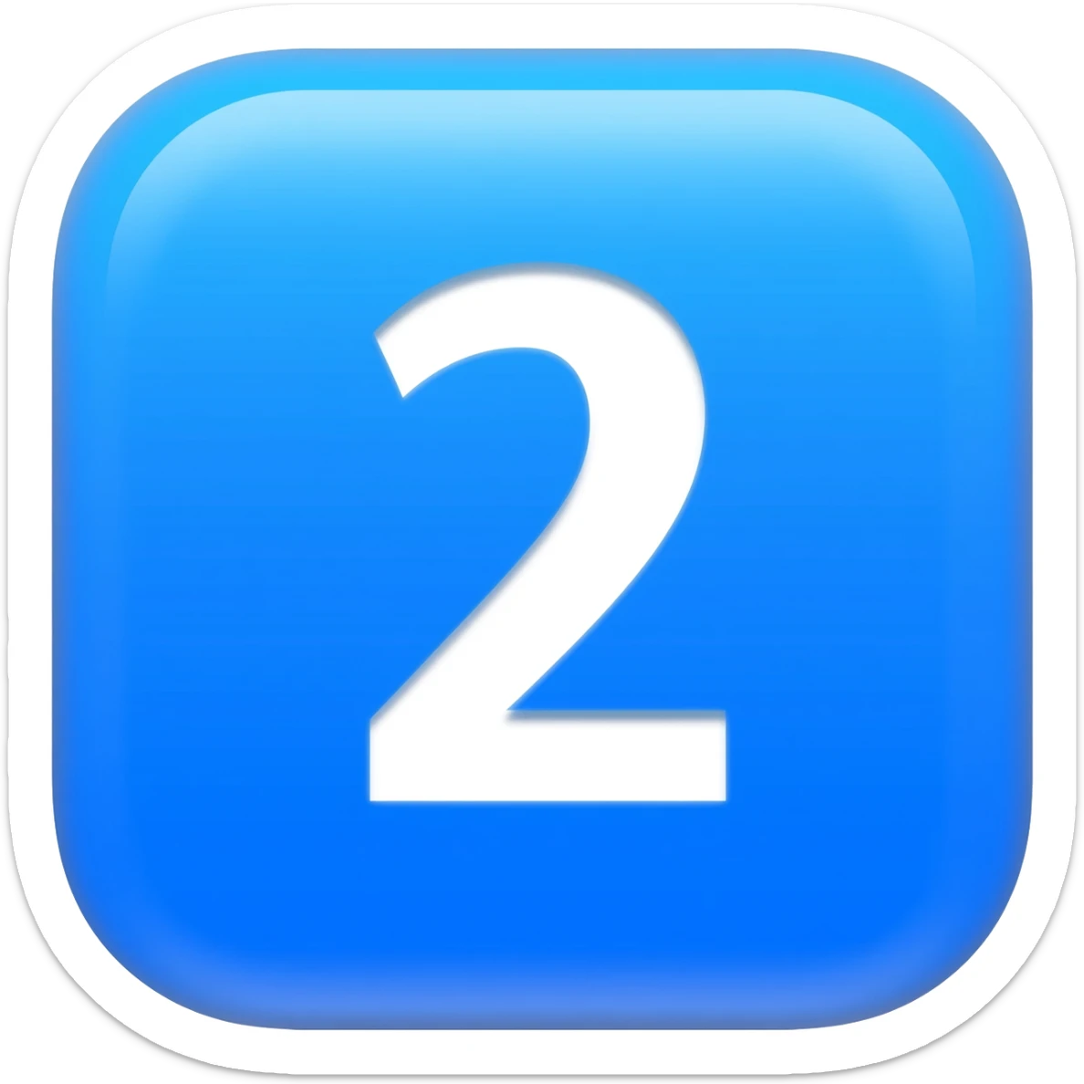 "3D premium,3D rounded-square icon in strong bleu with a beveled edge, bold serif white letter '2'centered, strong specular highlights, inner glow, 1024x1024, png" sticker