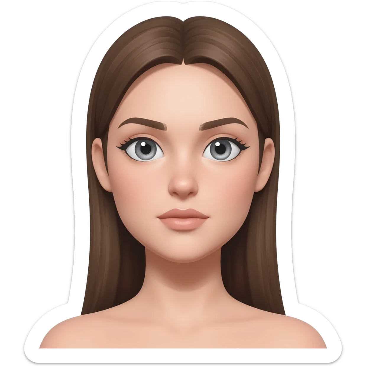 She is a cool and confident young woman with sparkling light gray eyes and fair, smooth skin. She is very beautiful. sticker