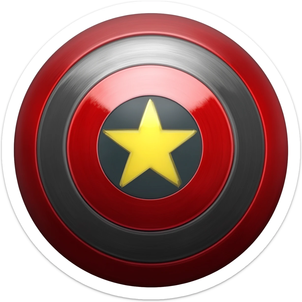 Captain America Round style shield, replace star with a yellow circle and the outer colour scheme to red and black sticker