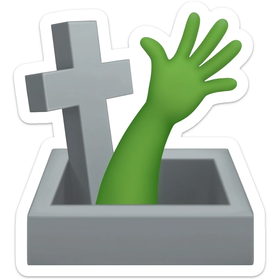 green arm reaching of grave sticker