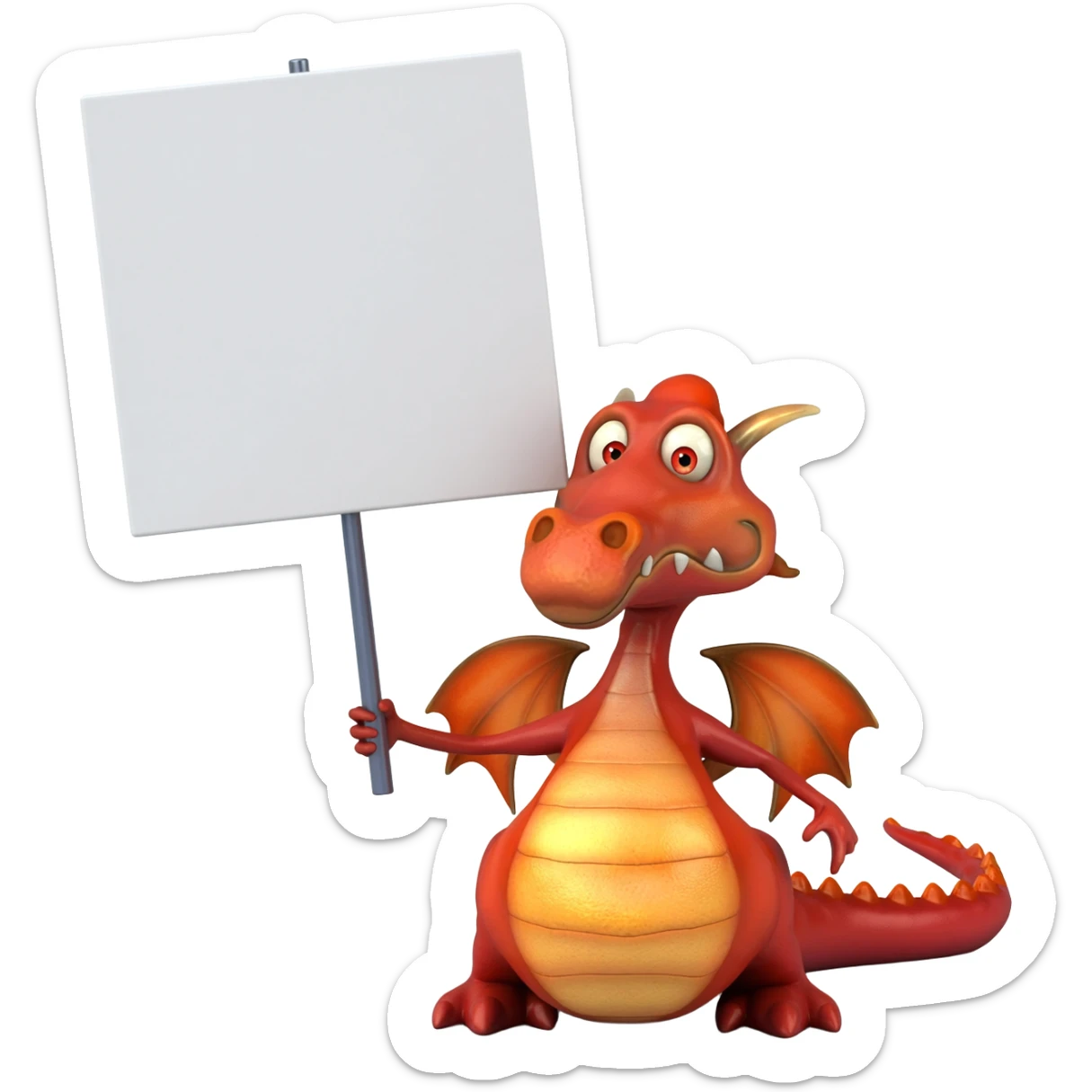 Dragon holding a sign sticker