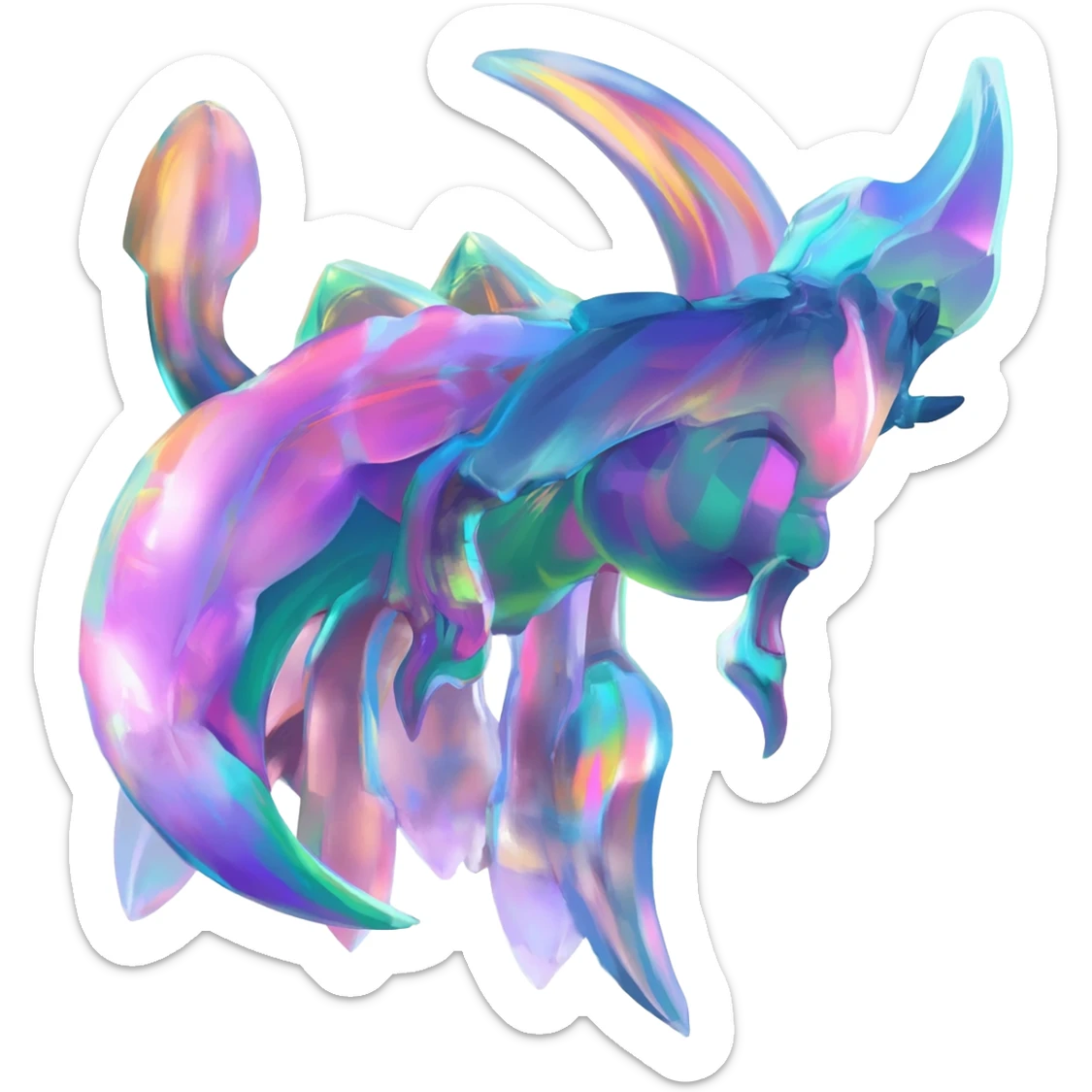 Epic complex iridescent aesthetic-Fakémon-creature-scenery sticker