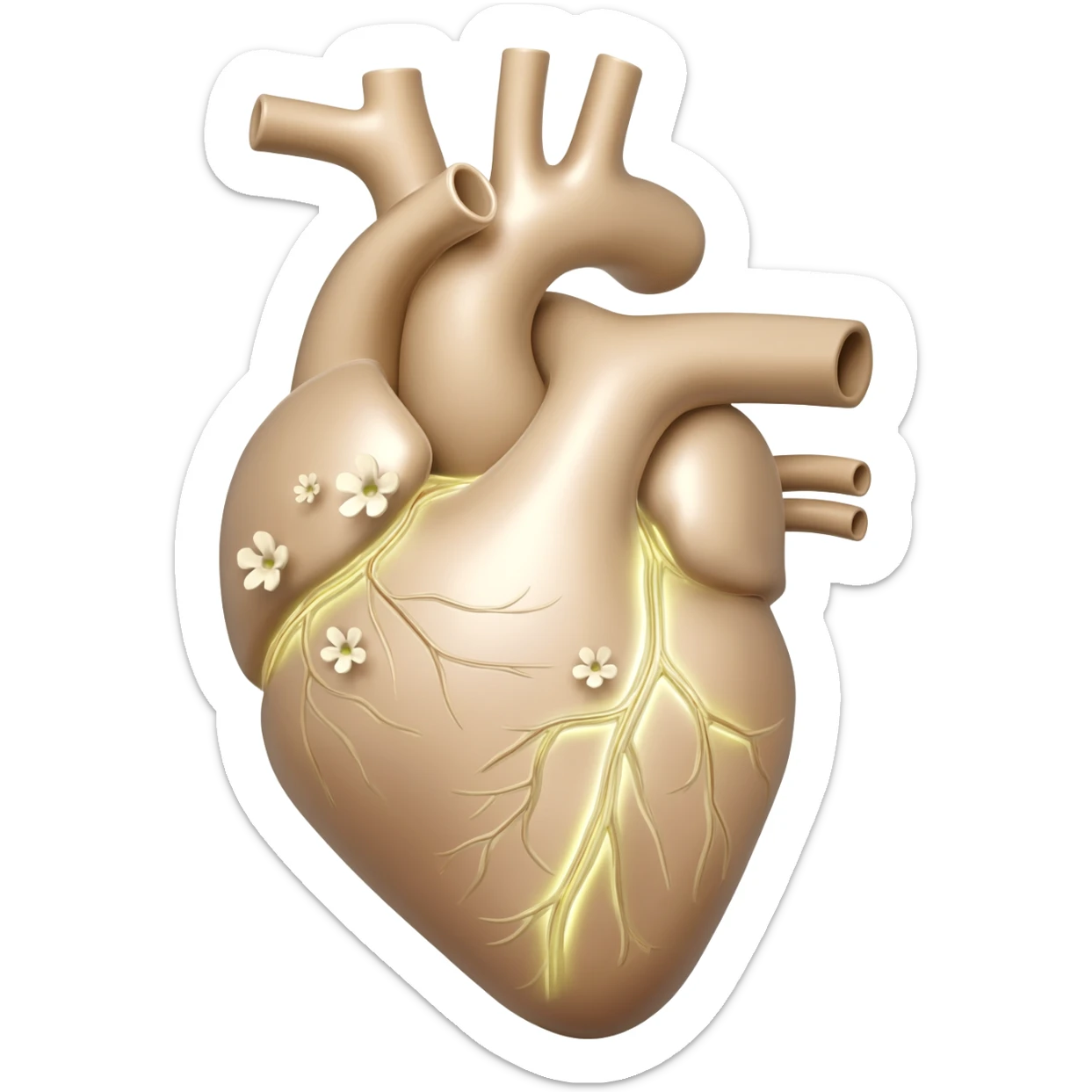 Light beige human heart with beige flowers sticker