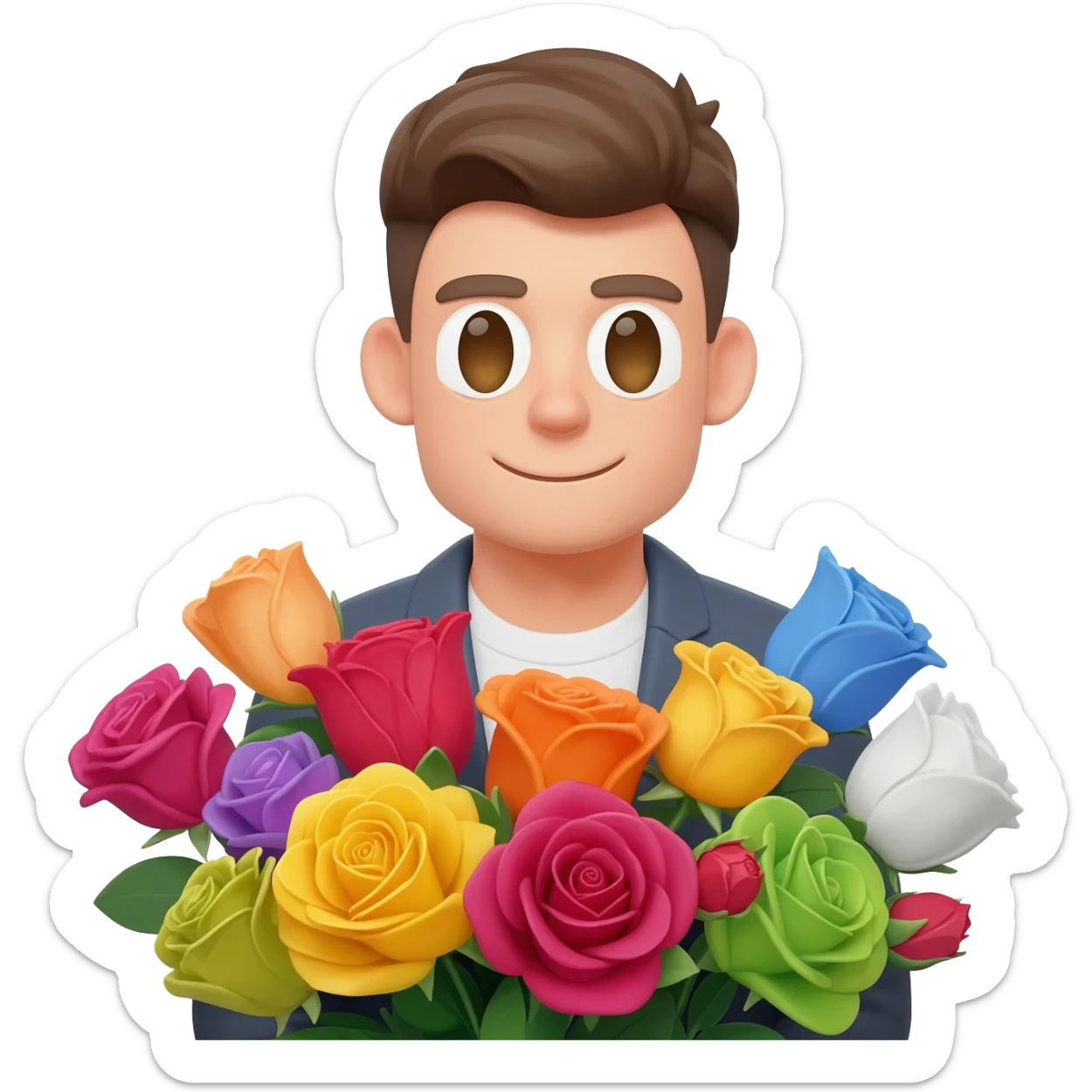 Face in Flowers memoji man sticker