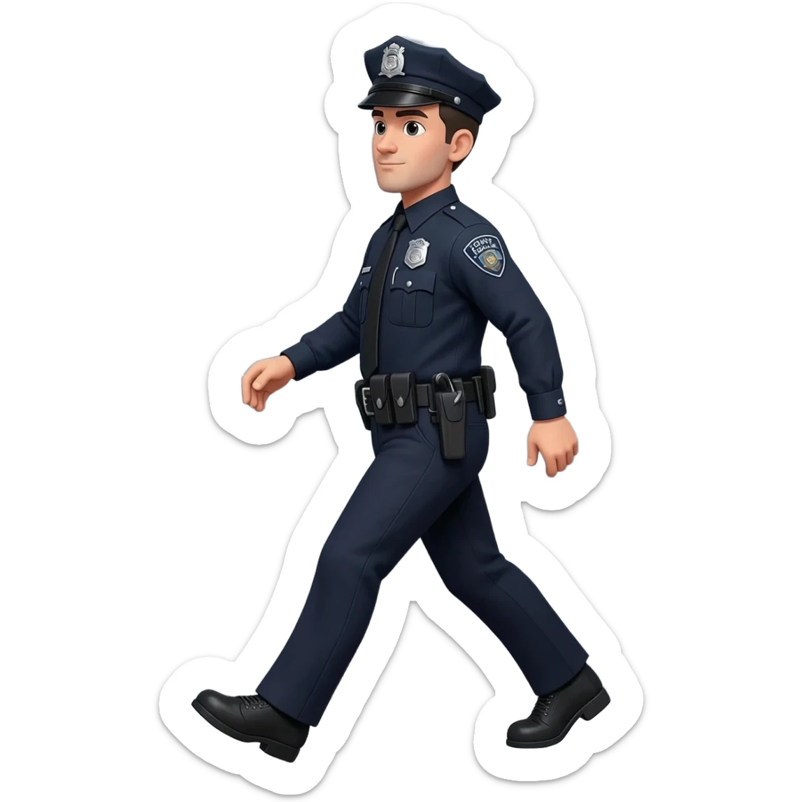 cop walking through grey door sticker