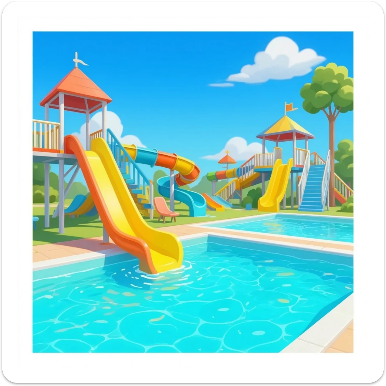 Water slide at the water park sticker