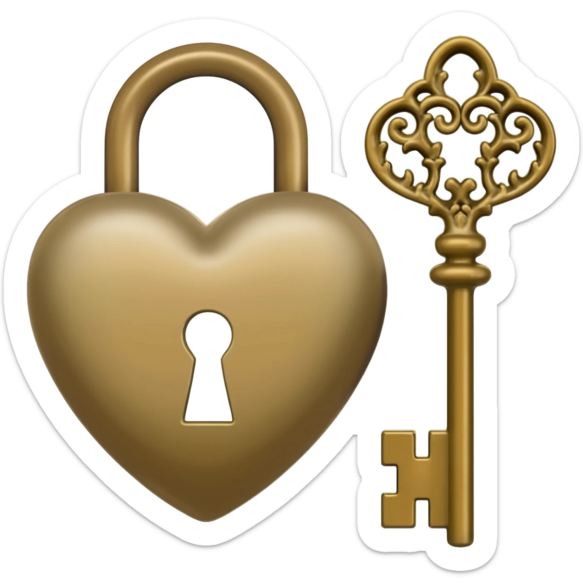 vintage beige heart-shaped lock and key sticker